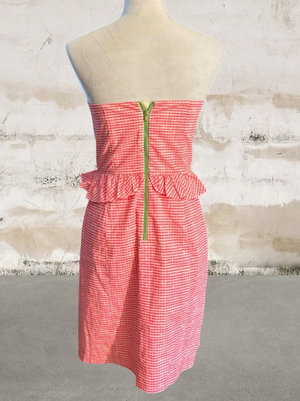 Lilly Pulitzer $188 Lowe Strapless Pink Cotton Gingham Dress Size 2 - Picture 4 of 6
